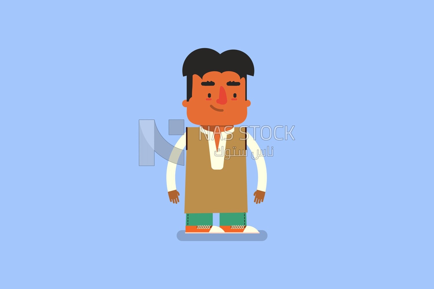 Man standing on a baby blue background