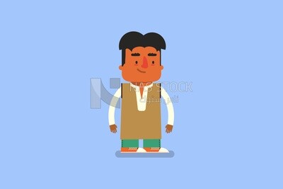 Man standing on a baby blue background