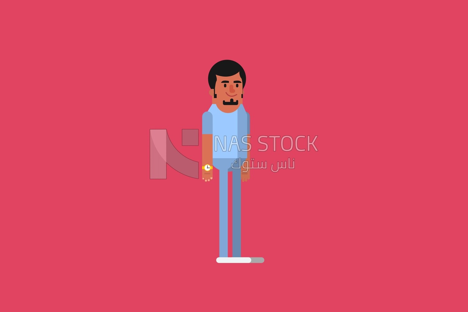 Character of a man on a pink background