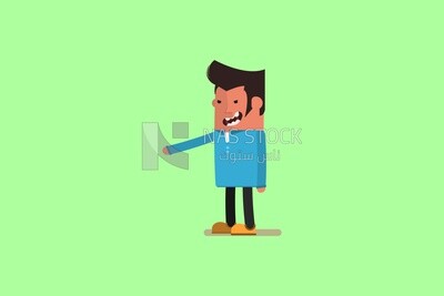 Boy standing and extending his hand