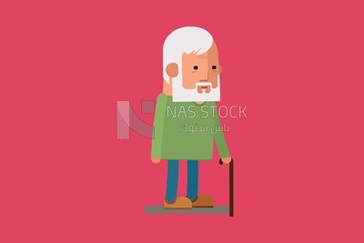 Old man leaning on crutches