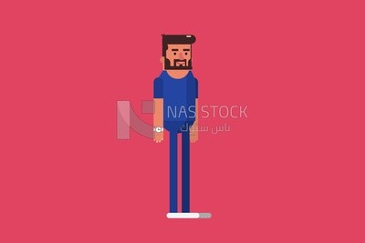 Character of a man on a pink background