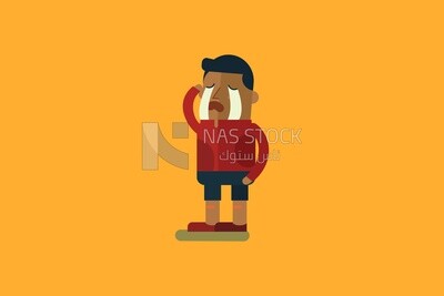 Character of a boy standing crying