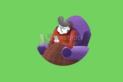 Old woman sitting and holding a mobile