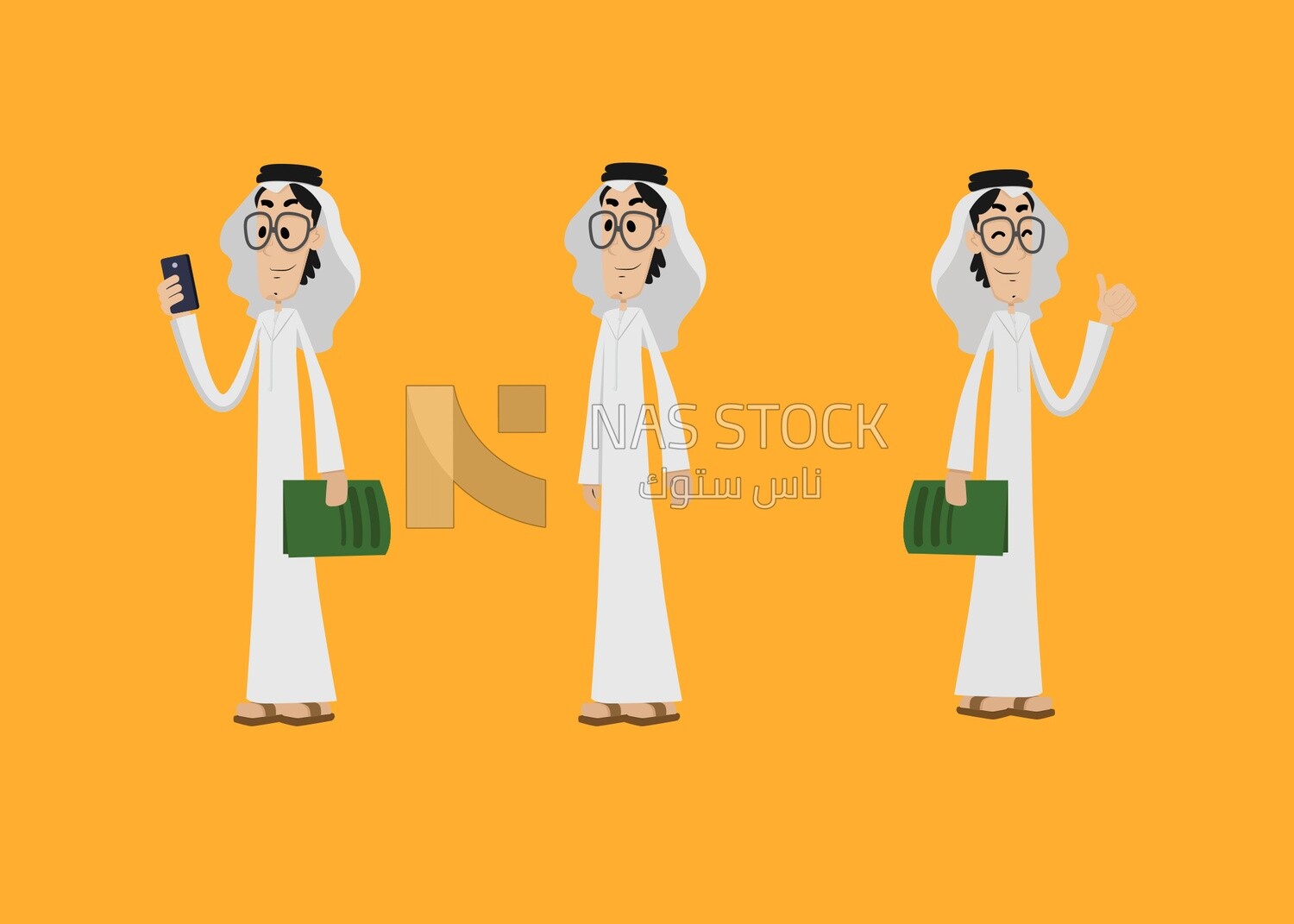 Characters of Gulf men with different poses