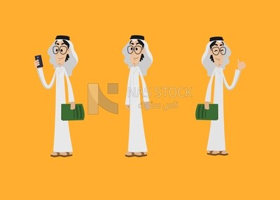 Characters of Gulf men with different poses
