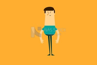 شخصية رجل على خلفية برتقالية