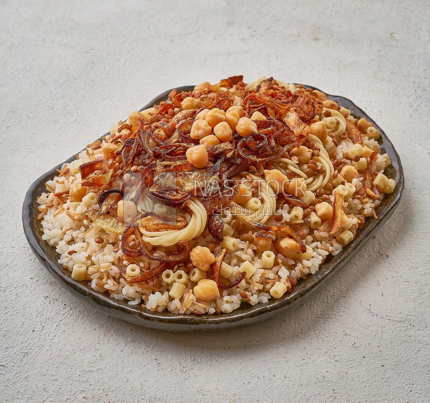 Egyptian Koshary on a solid  background