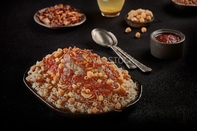 Egyptian Koshary dish on a dining table