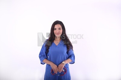 A woman doctor holding a stethoscope