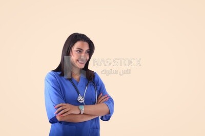 A woman doctor holding a stethoscope