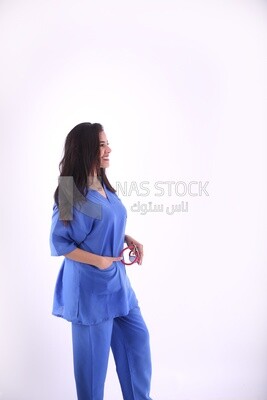 A woman doctor holding a stethoscope