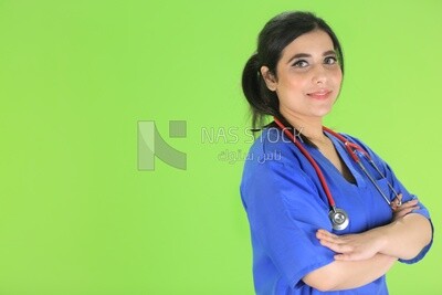 A woman doctor holding a stethoscope