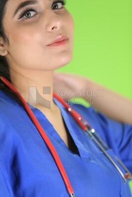 A woman doctor holding a stethoscope