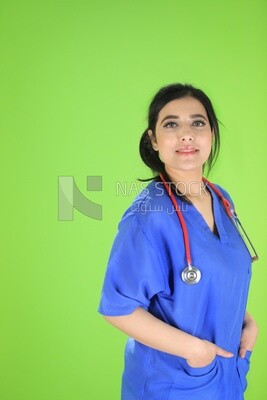 A woman doctor holding a stethoscope