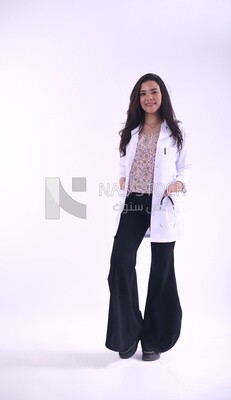 A woman doctor wearing a white coat