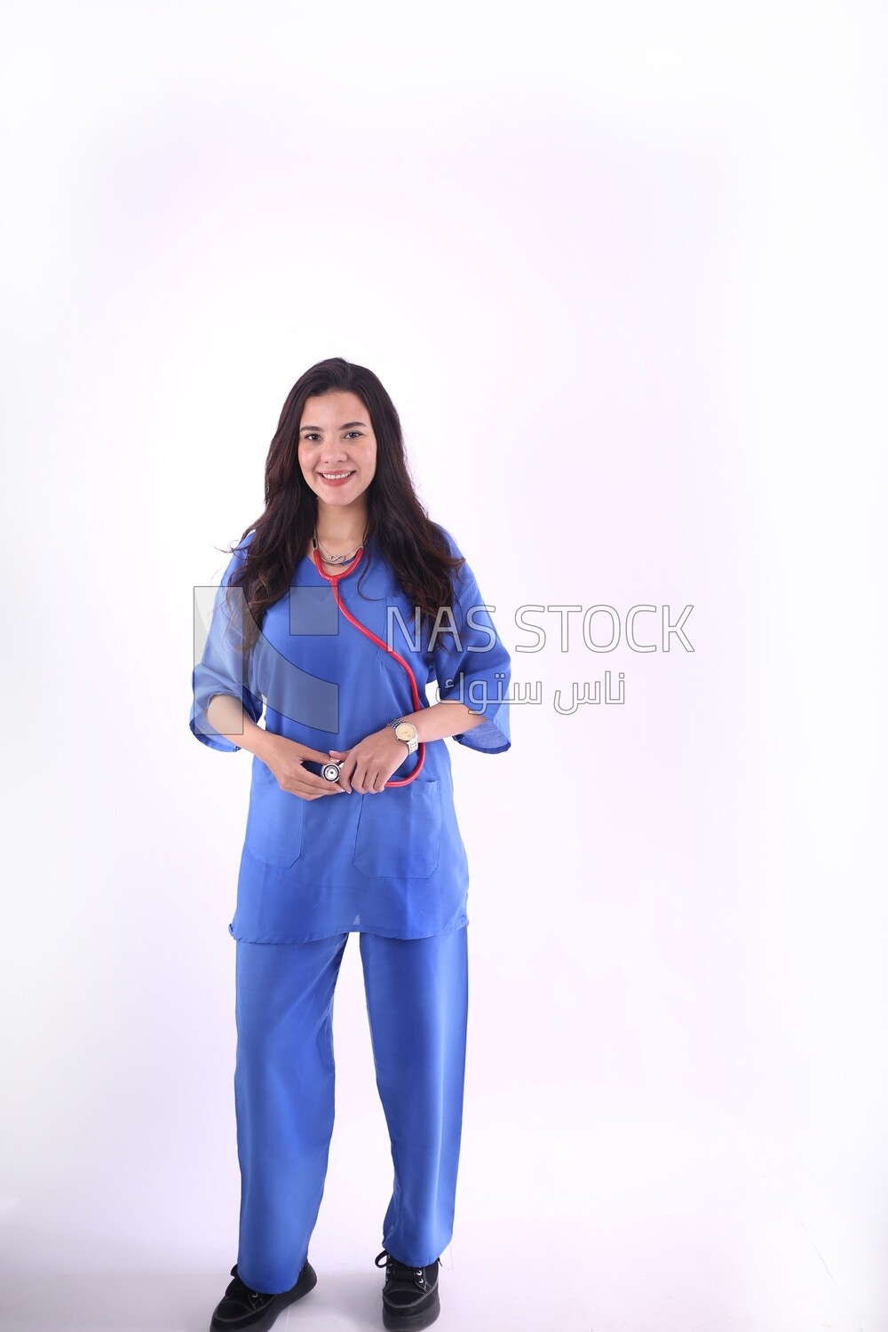 A woman doctor wearing a stethoscope