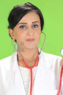 A woman doctor wearing a stethoscope