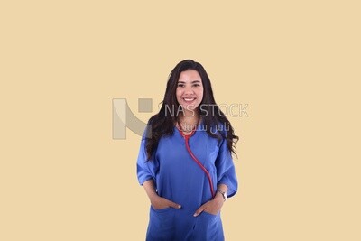 A woman doctor wearing a stethoscope