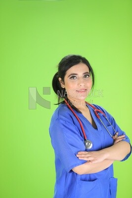A woman doctor wearing a stethoscope