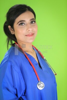 A woman doctor wearing a stethoscope