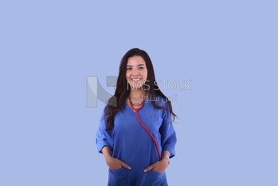 A woman doctor wearing a stethoscope