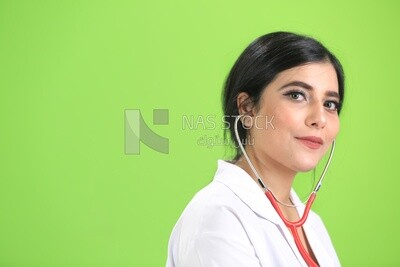 A woman doctor wearing a stethoscope