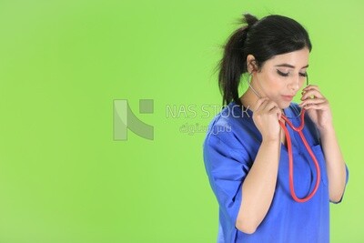 A woman doctor wearing a stethoscope