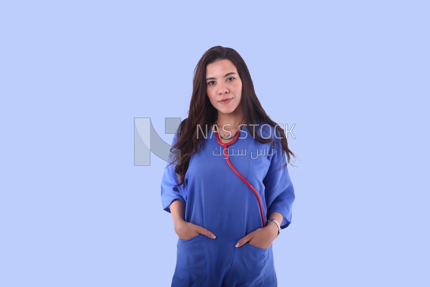 A woman doctor wearing a stethoscope