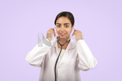 A woman doctor wearing a stethoscope