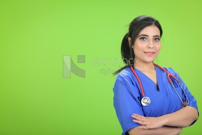 A woman doctor wearing a stethoscope