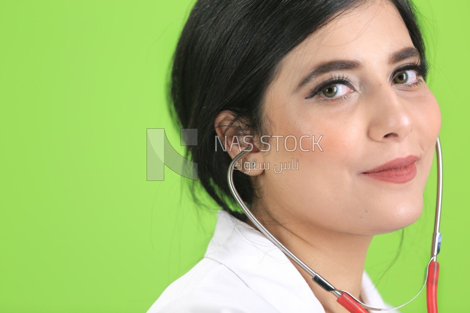 A woman doctor wearing a stethoscope