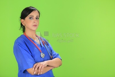 A woman doctor wearing a stethoscope