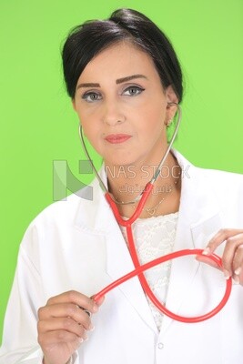 A woman doctor wearing a stethoscope