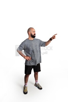 Man pointing to the right