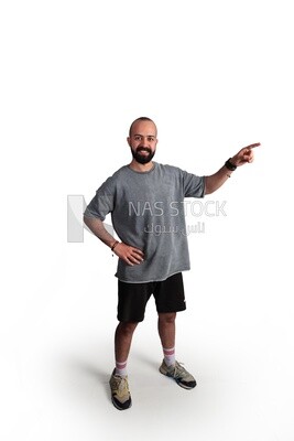 Man pointing to the right