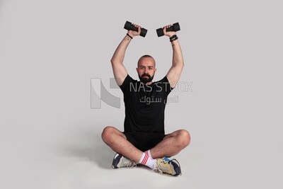 sportsman doing arm exercises
