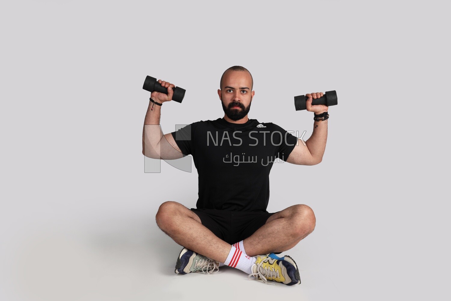 sportsman doing arm exercises