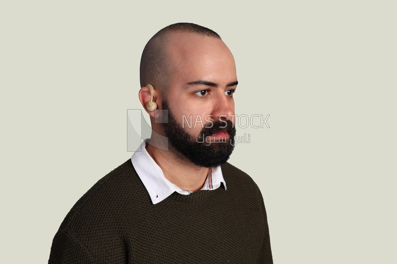 man wearing a hearing aid