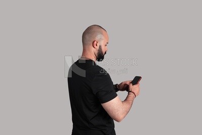 man looking at his phone