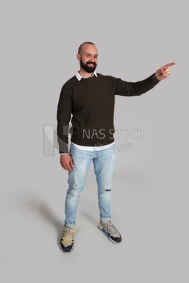 Man standing with pointing finger