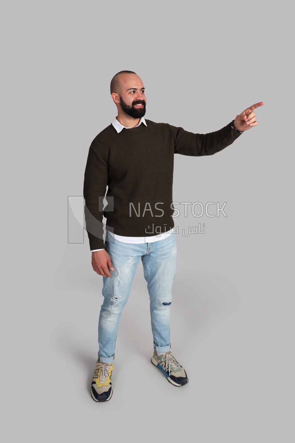 Man standing with pointing finger