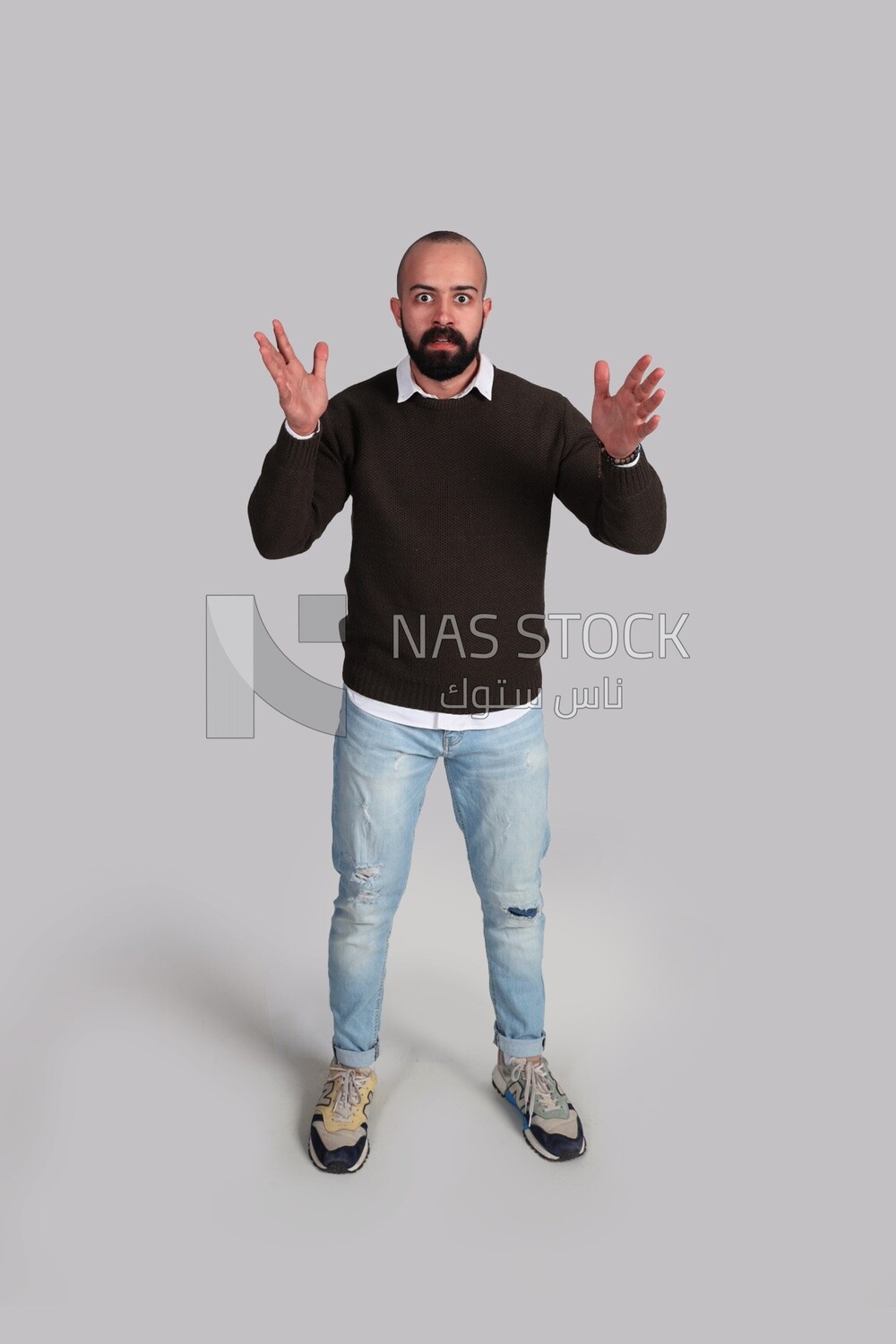 man standing and surprised