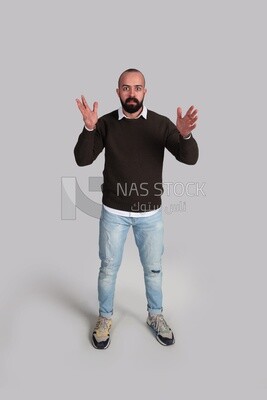 man standing and surprised