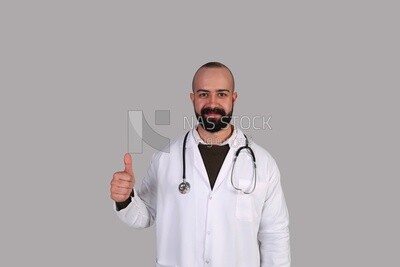 doctor raising his thumb