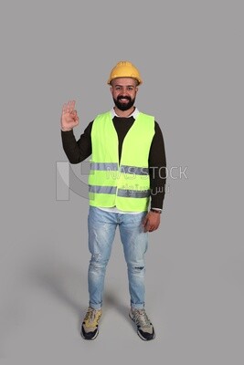worker with an excellent sign