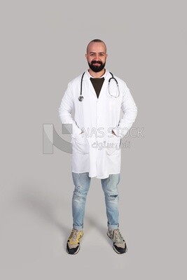 smiling doctor in hospital uniform