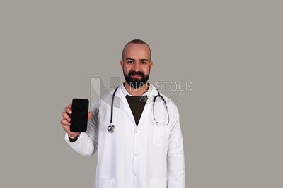 doctor holding a phone