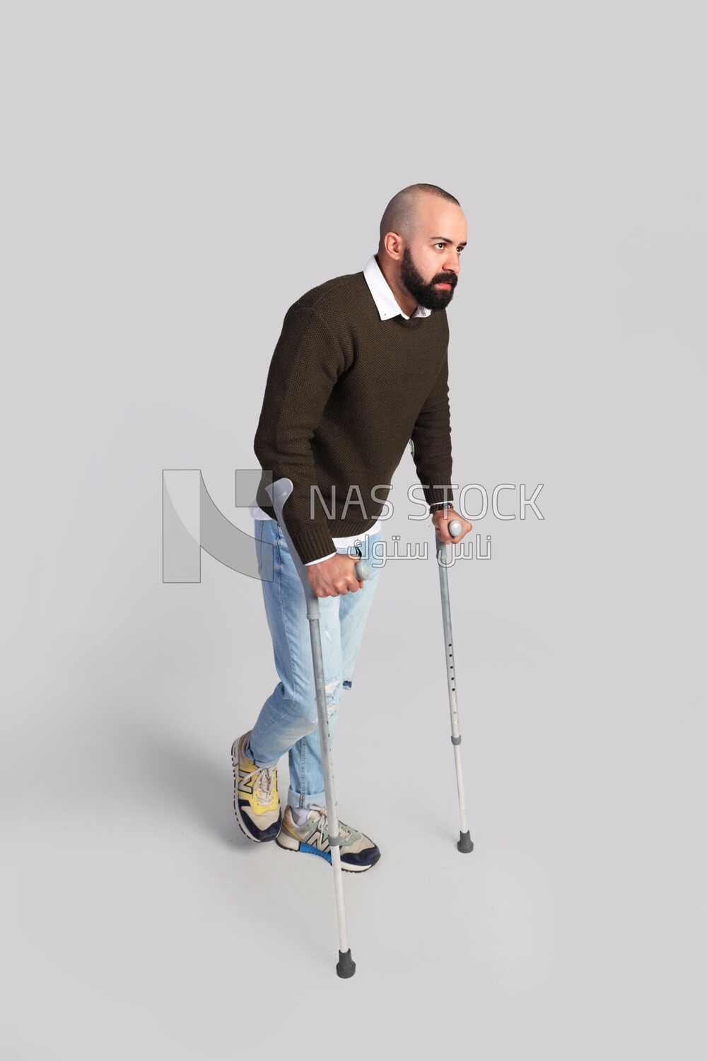 Picture of a Man with crutch