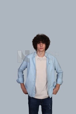 Guy with thick curly hair